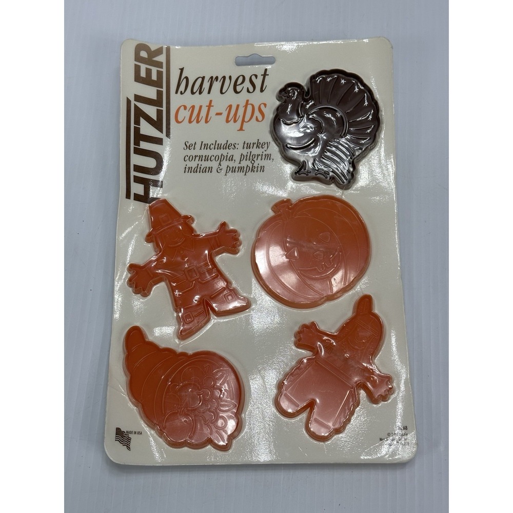 Vintage 1998 Set Of 5 Hutzler Harvest Cut Ups Cookie Cutters #68 Pumpkin Turkey